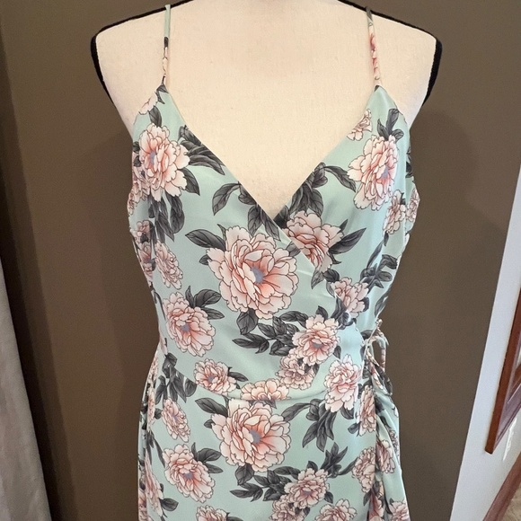 Altar'd State Women's Mint Floral Ruffle lined boho Dress, Size Medium - Picture 2 of 16